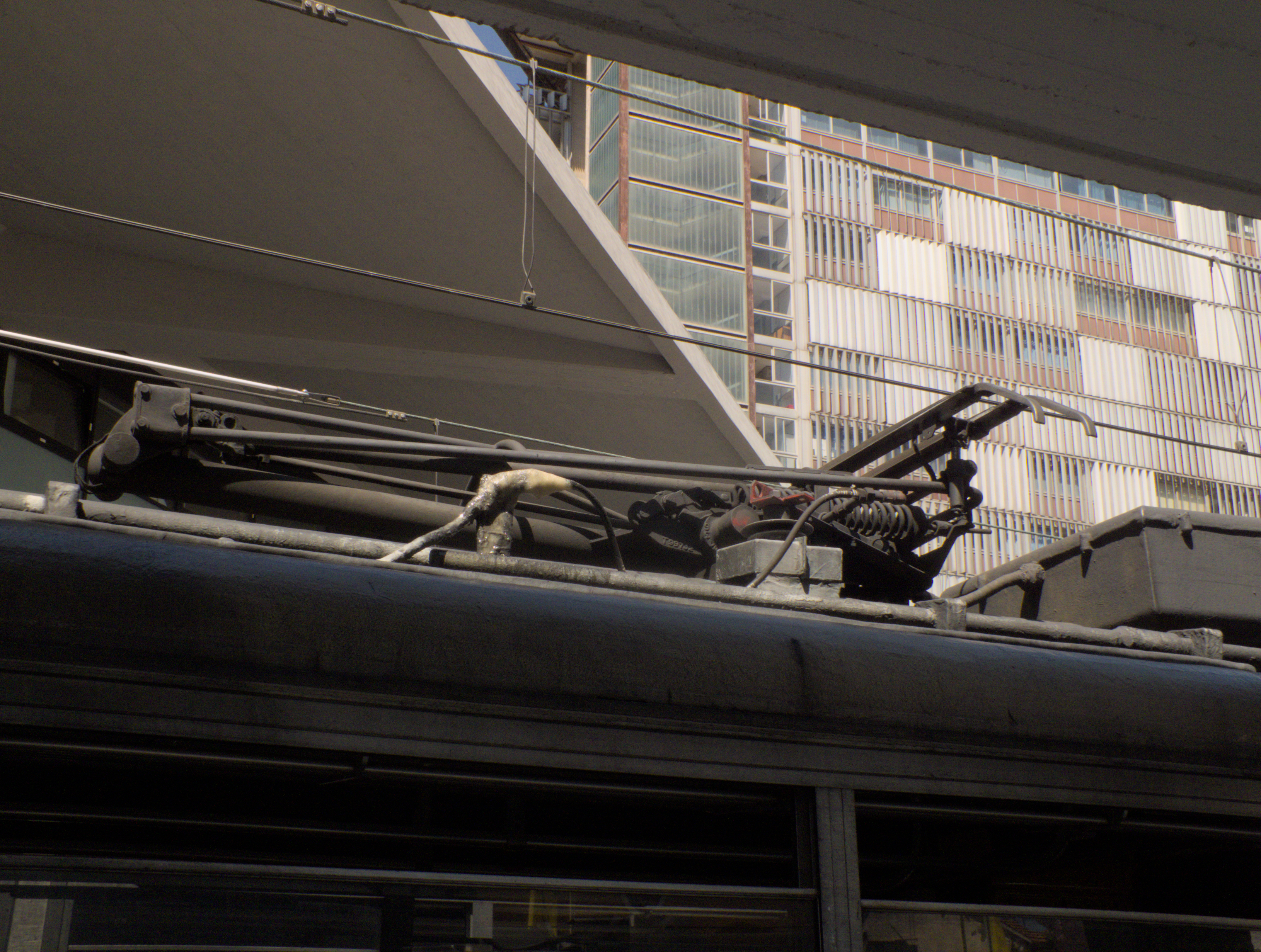 Pantograph of an FE220 train on the Circumvesuviana railway