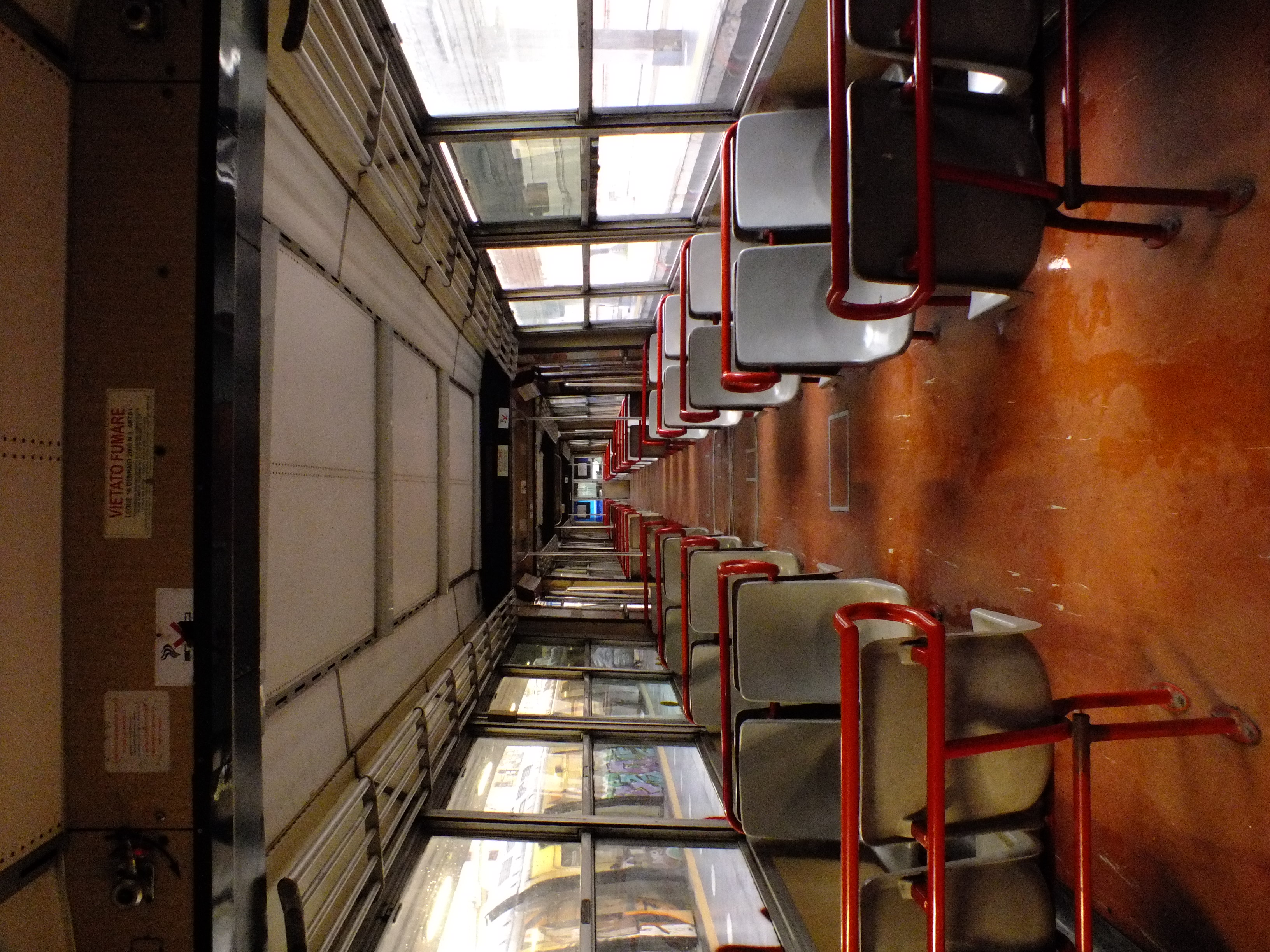 Internal view of an FE220 train on the Circumvesuviana railway