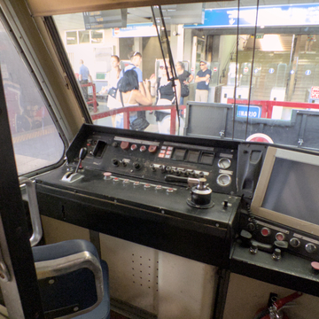 Cab of an FE220 train on the Circumvesuviana railway