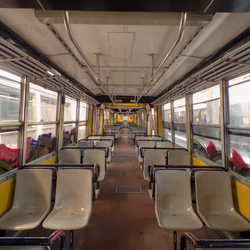 Internal view of an FE220 train on the Circumvesuviana railway