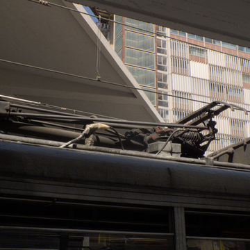 Pantograph of an FE220 train on the Circumvesuviana railway