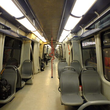 Internal view of a Metrostar train on the Circumvesuviana railway